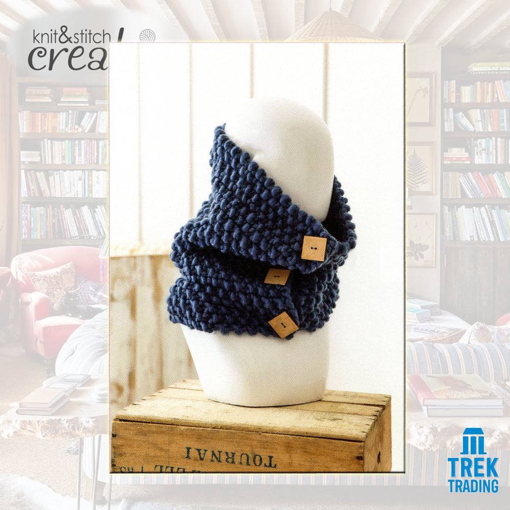 Knit & Stitch Creative - UP005 Cowl with Square Buttons